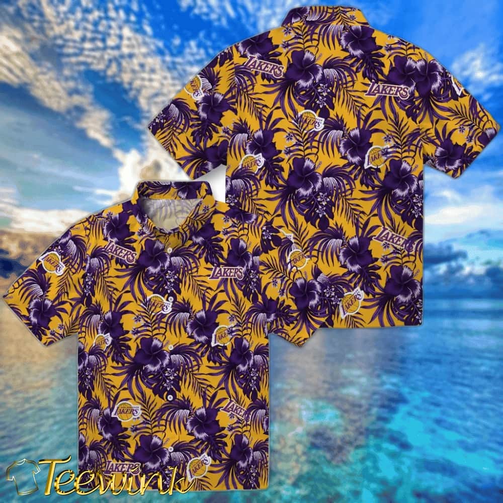 Hibiscus Exotic Los Angeles Lakers Hawaiian Shirt image 3 Hibiscus Exotic Los Angeles Lakers Hawaiian Shirt image 3