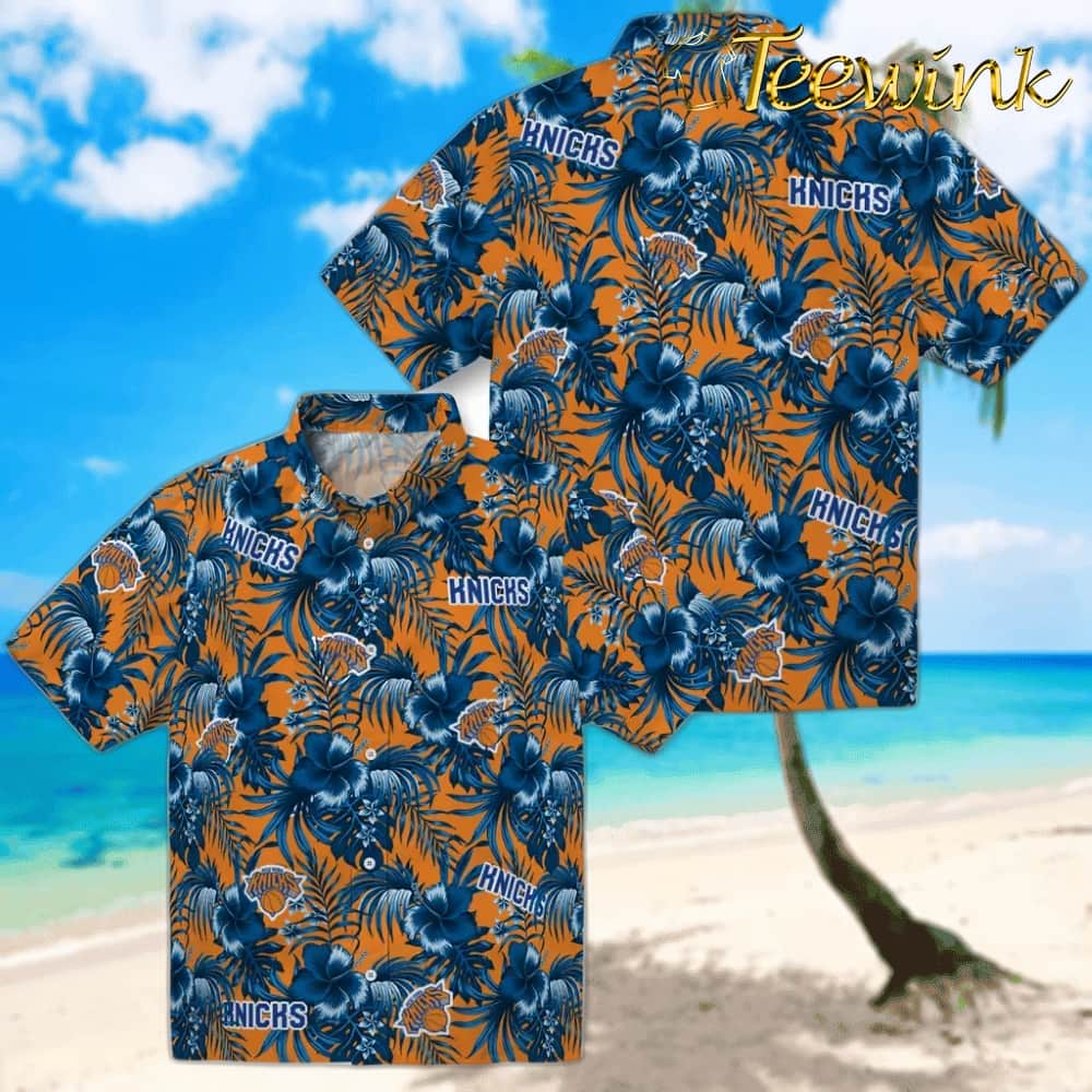 Hibiscus Exotic New York Knicks Hawaiian Shirt image 3 Hibiscus Exotic New York Knicks Hawaiian Shirt image 3