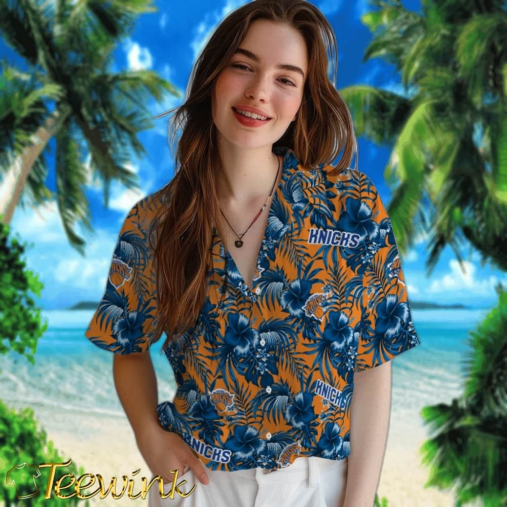 Hibiscus Exotic New York Knicks Hawaiian Shirt image 4 Hibiscus Exotic New York Knicks Hawaiian Shirt image 4