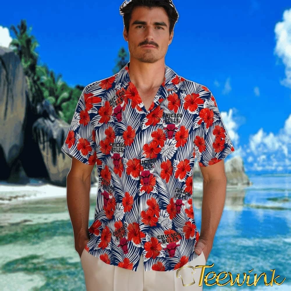 Hibiscus Fiesta Chicago Bulls Hawaiian Shirt image 2 Hibiscus Fiesta Chicago Bulls Hawaiian Shirt image 2