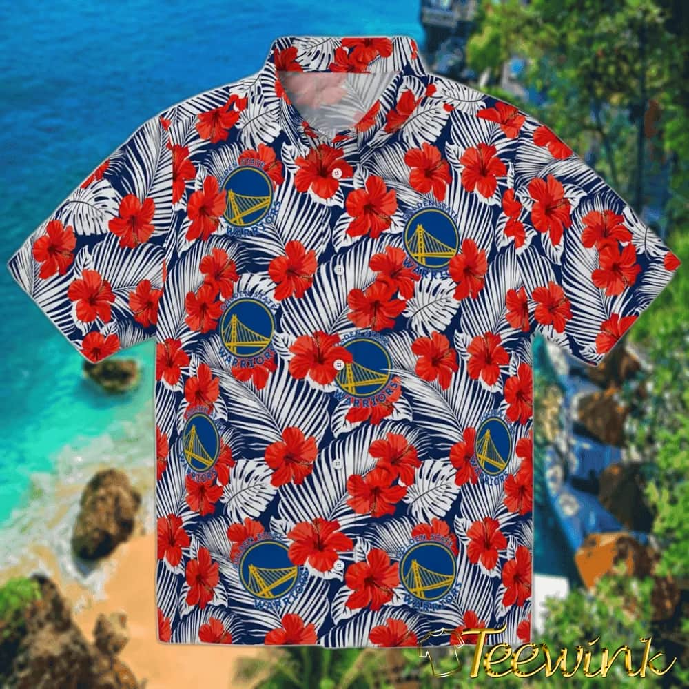Hibiscus Exotic Golden State Warriors Hawaiian Shirt Hibiscus Exotic Golden State Warriors Hawaiian Shirt