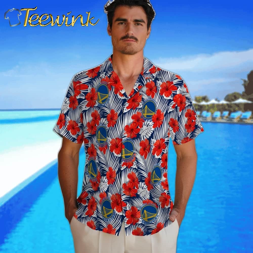 Hibiscus Fiesta Golden State Warriors Hawaiian Shirt image 2 Hibiscus Fiesta Golden State Warriors Hawaiian Shirt image 2
