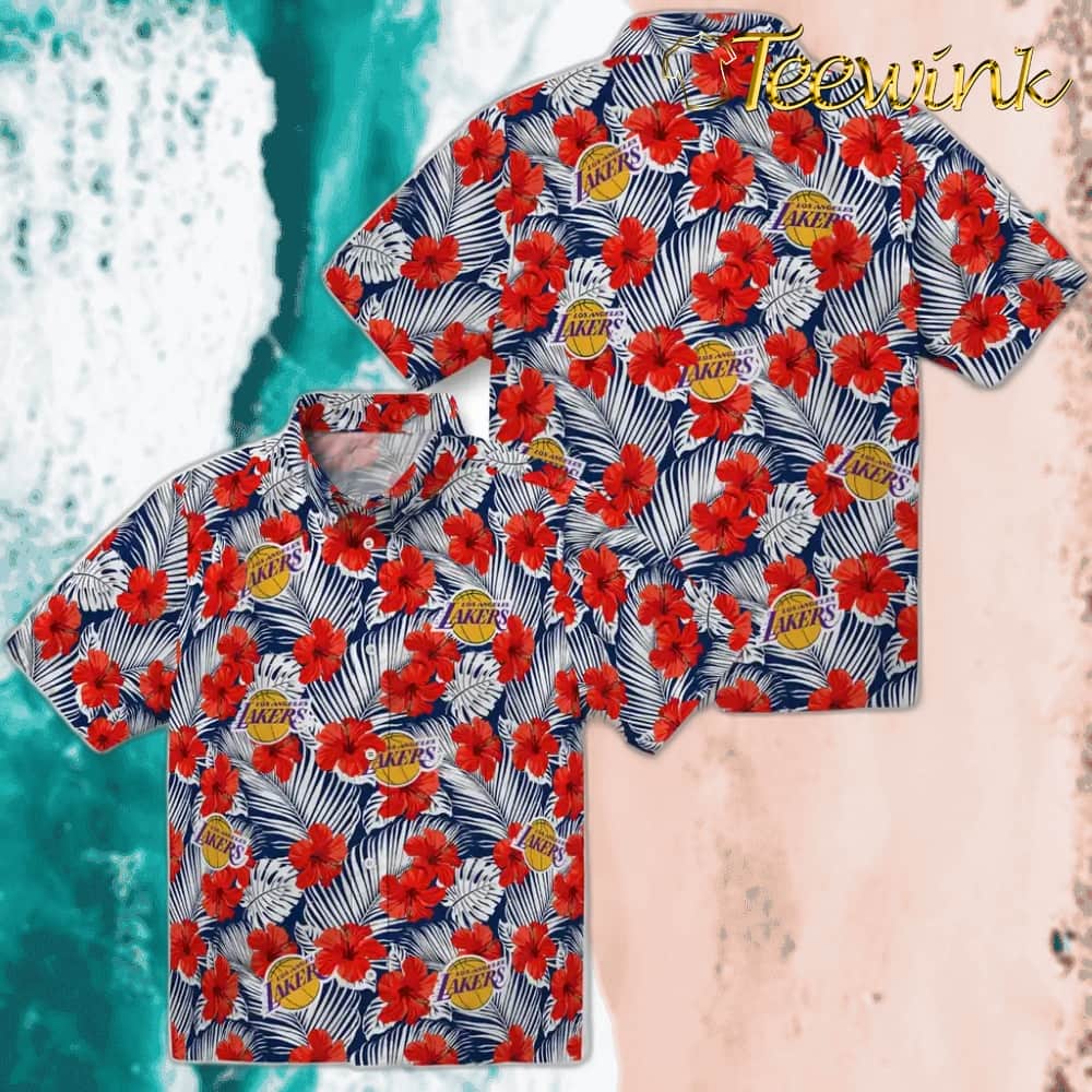 Hibiscus Fiesta Los Angeles Lakers Hawaiian Shirt image 3 Hibiscus Fiesta Los Angeles Lakers Hawaiian Shirt image 3
