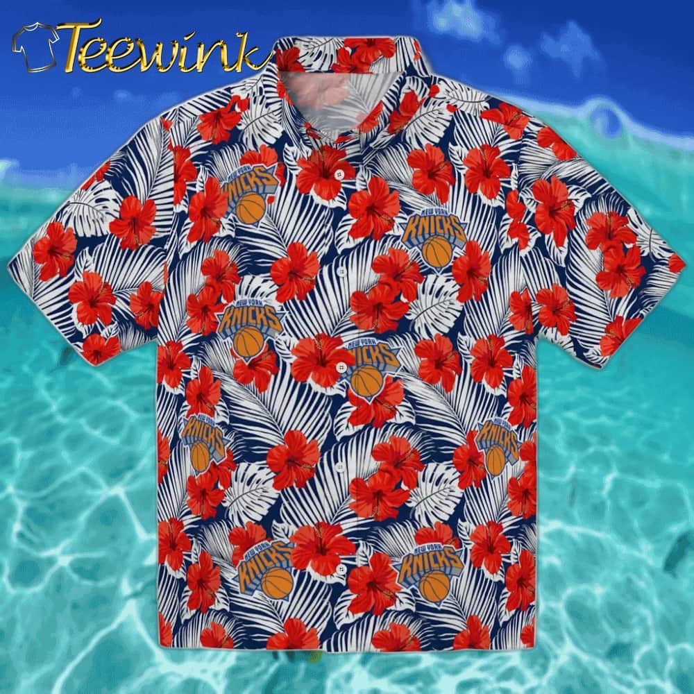 Hibiscus Fiesta New York Knicks Hawaiian Shirt