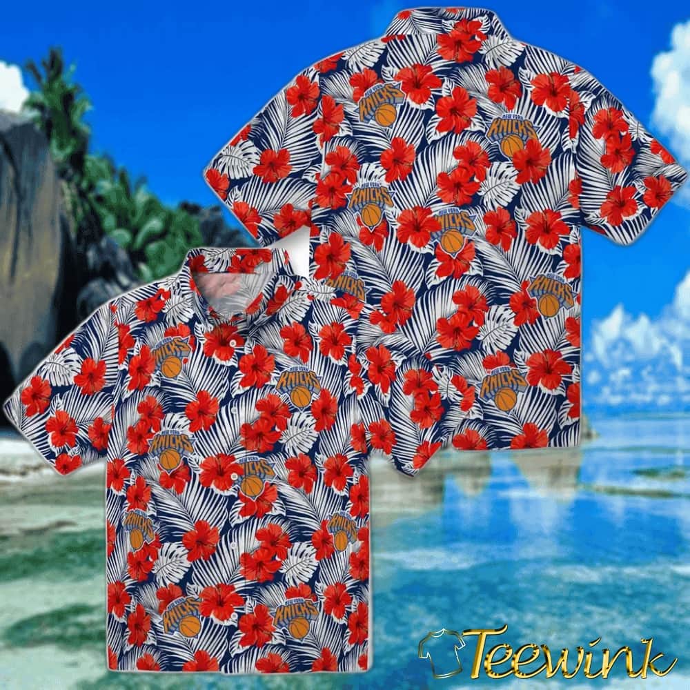Hibiscus Fiesta New York Knicks Hawaiian Shirt image 3 Hibiscus Fiesta New York Knicks Hawaiian Shirt image 3
