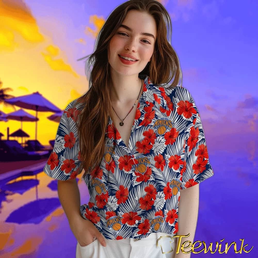Hibiscus Fiesta New York Knicks Hawaiian Shirt image 4 Hibiscus Fiesta New York Knicks Hawaiian Shirt image 4