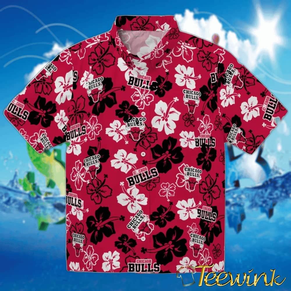 Hibiscus Flower Design Chicago Bulls Hawaiian Shirt