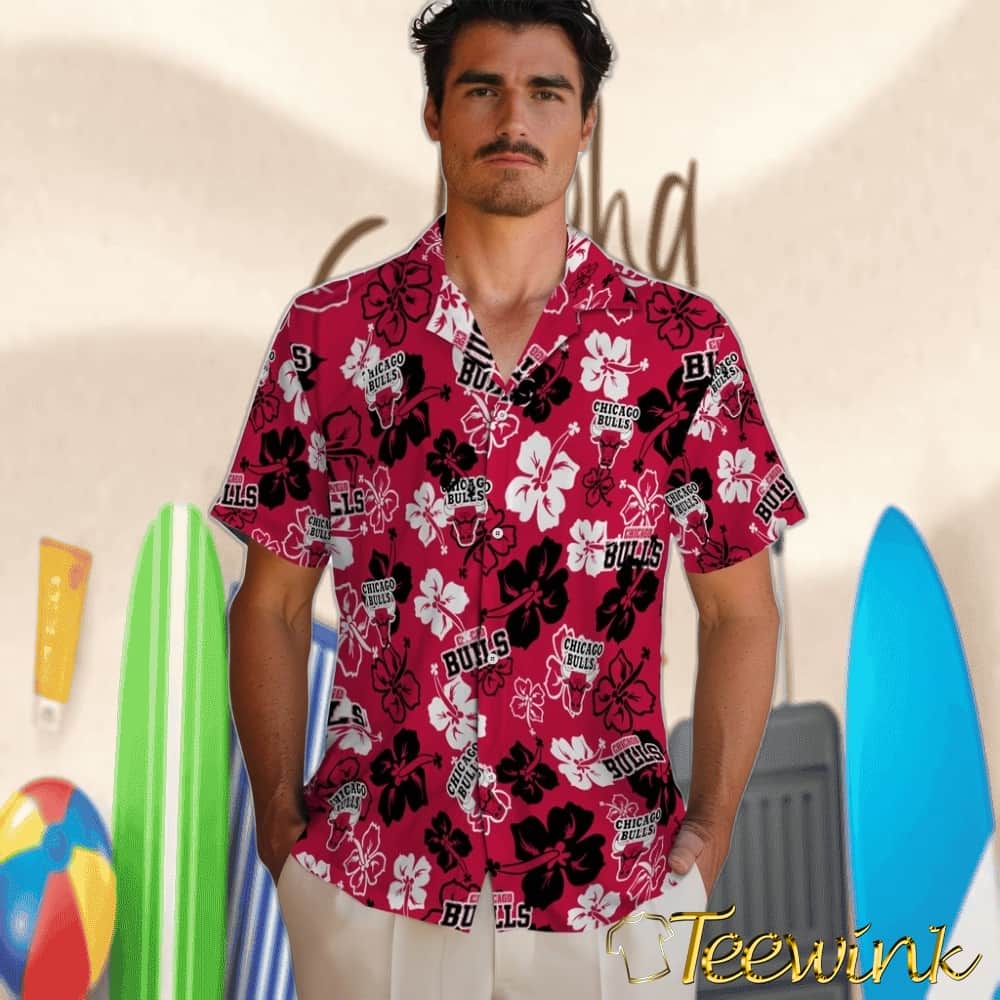 Hibiscus Flower Design Chicago Bulls Hawaiian Shirt image 2 Hibiscus Flower Design Chicago Bulls Hawaiian Shirt image 2