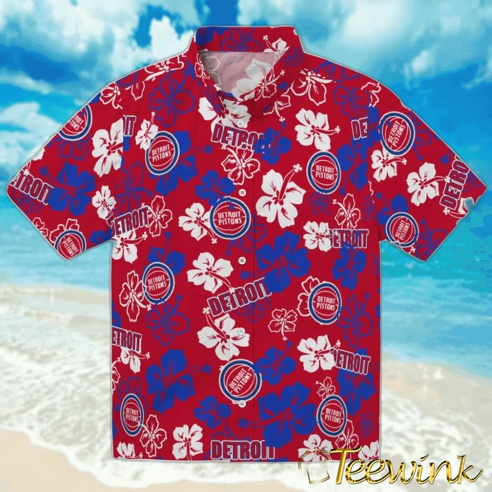 Hibiscus Flower Design Detroit Pistons Hawaiian Shirt