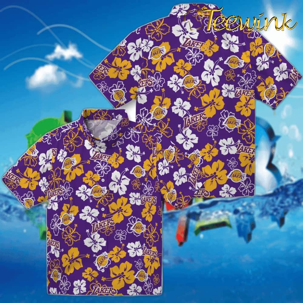 Hibiscus Flower Design Los Angeles Lakers Hawaiian Shirt image 3 Hibiscus Flower Design Los Angeles Lakers Hawaiian Shirt image 3