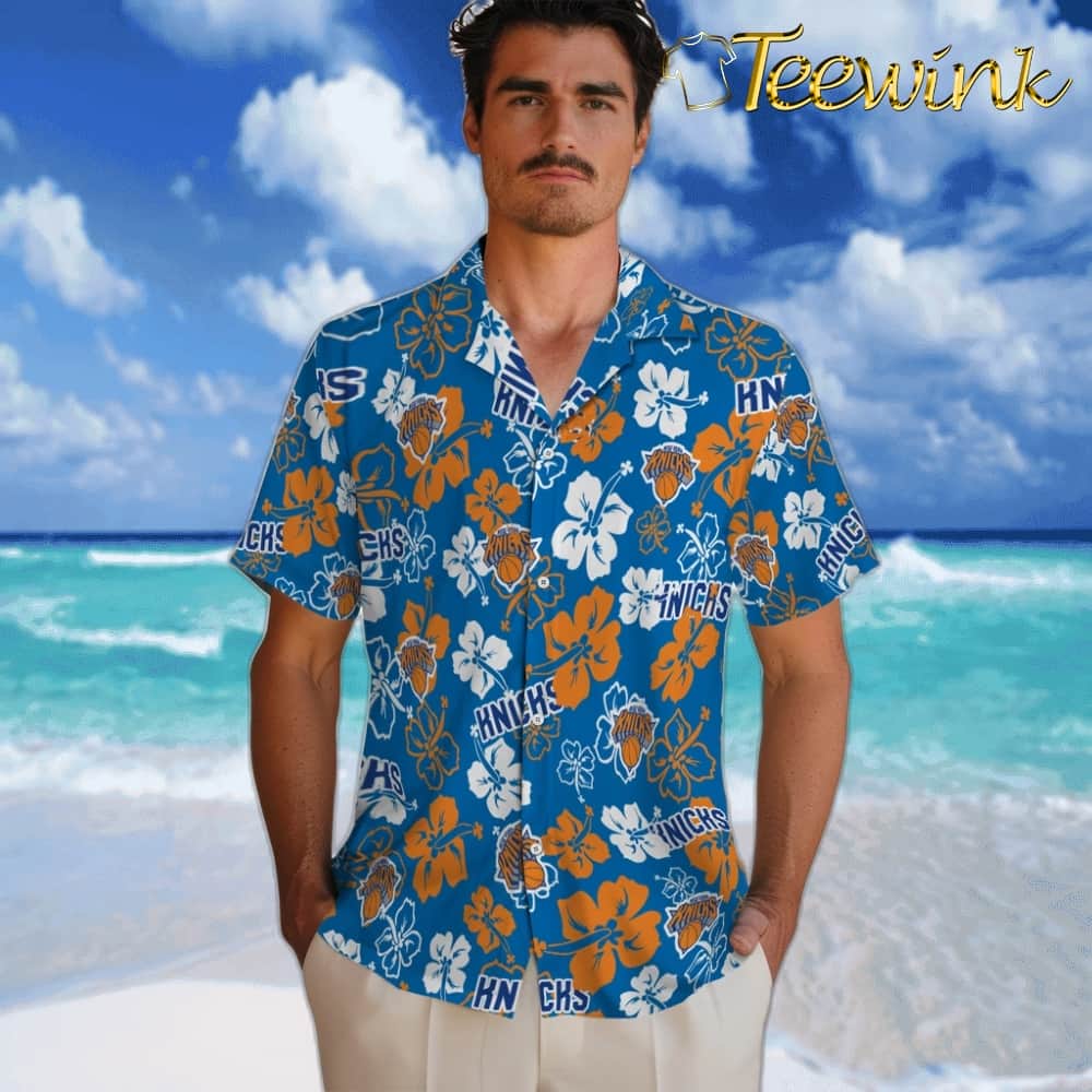 Hibiscus Flower Design New York Knicks Hawaiian Shirt image 2 Hibiscus Flower Design New York Knicks Hawaiian Shirt image 2