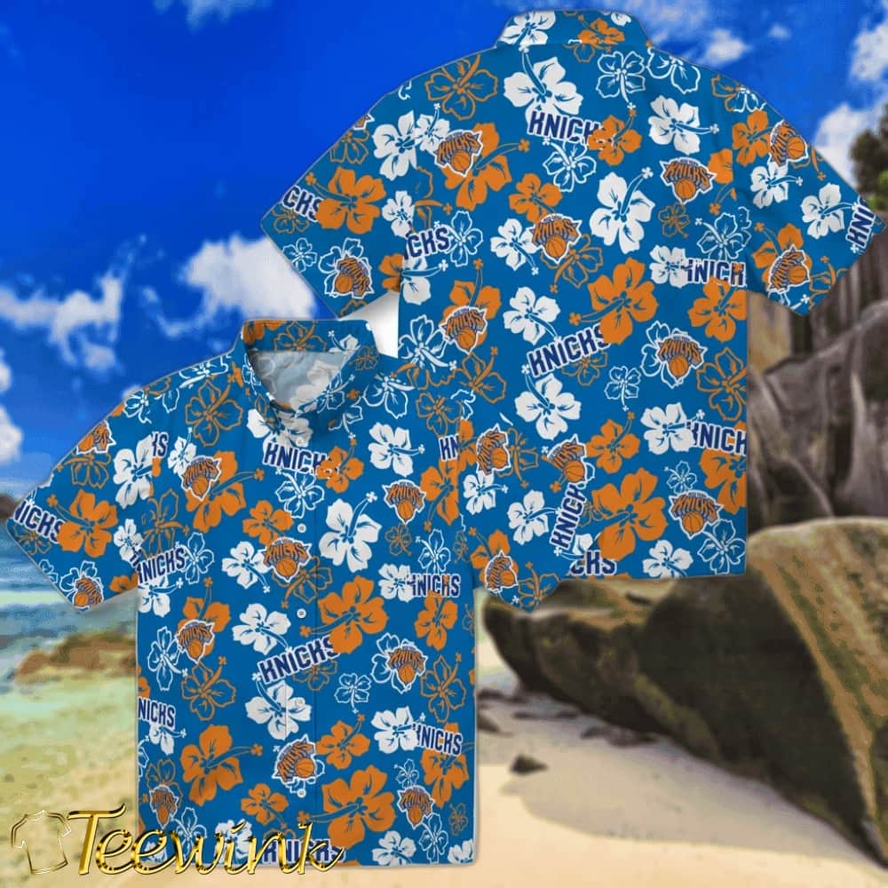 Hibiscus Flower Design New York Knicks Hawaiian Shirt image 3 Hibiscus Flower Design New York Knicks Hawaiian Shirt image 3