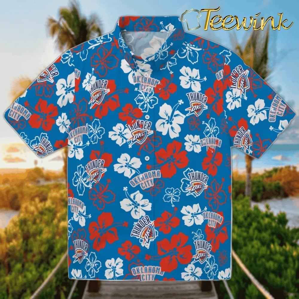 Hibiscus Flower Design Oklahoma City Thunder Hawaiian Shirt