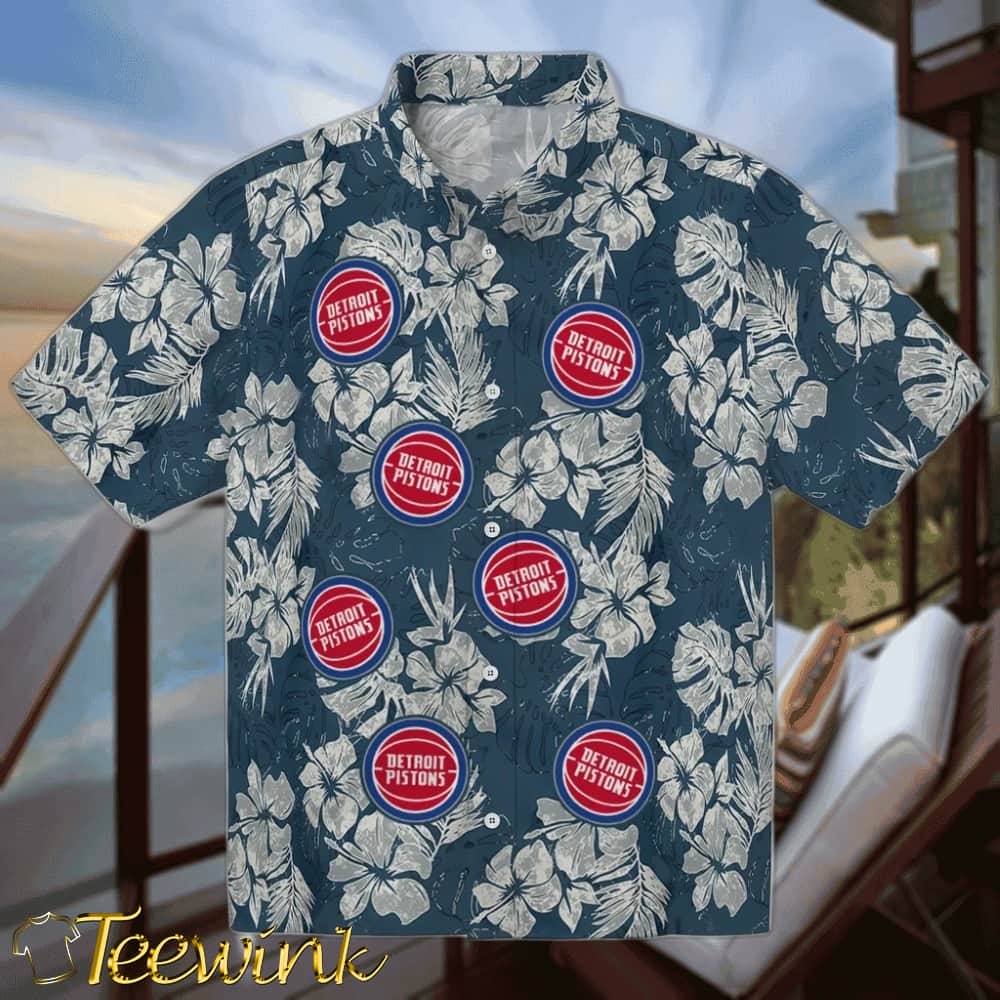 Hibiscus Flower Design Detroit Pistons Hawaiian Shirt