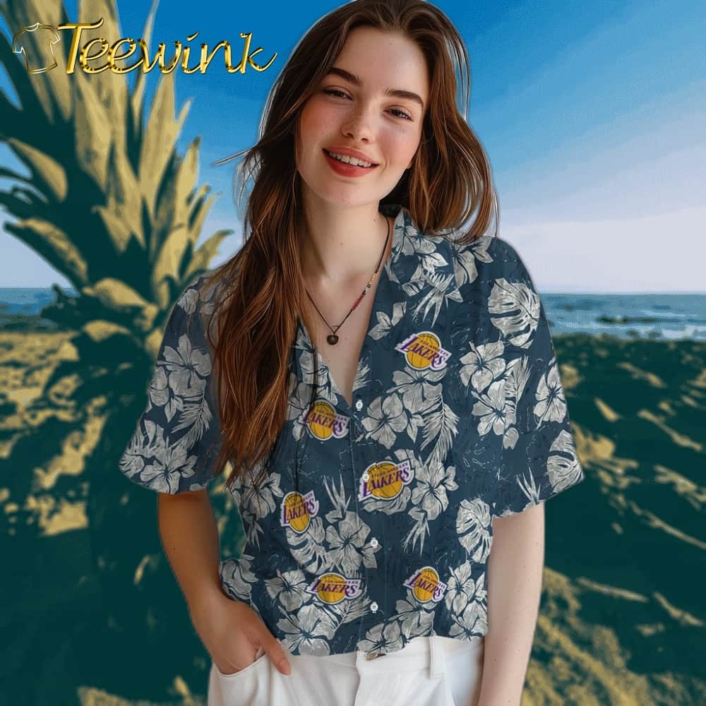 Hibiscus Flowers Los Angeles Lakers Hawaiian Shirt image 4 Hibiscus Flowers Los Angeles Lakers Hawaiian Shirt image 4