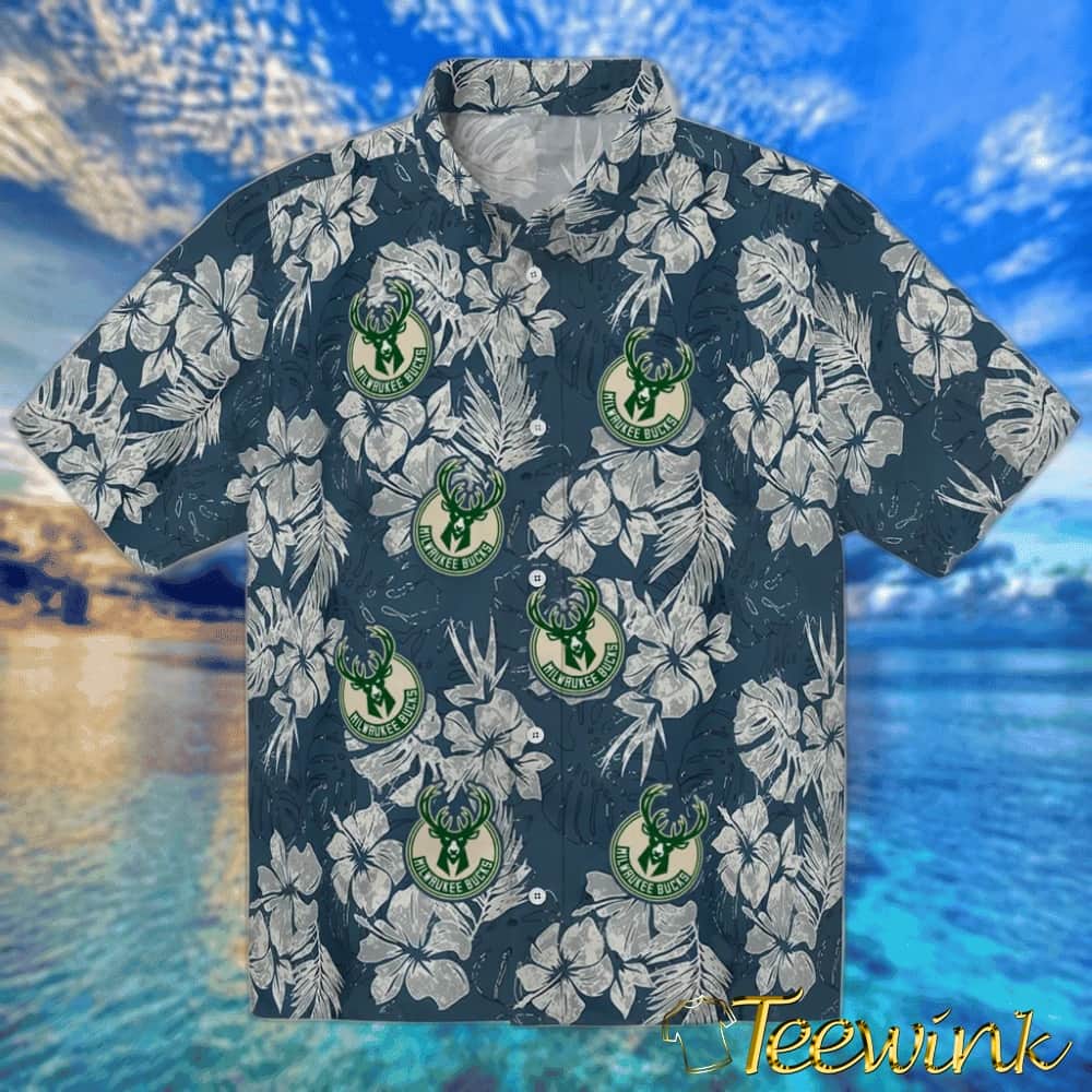 Hibiscus Flowers Milwaukee Bucks Hawaiian Shirt