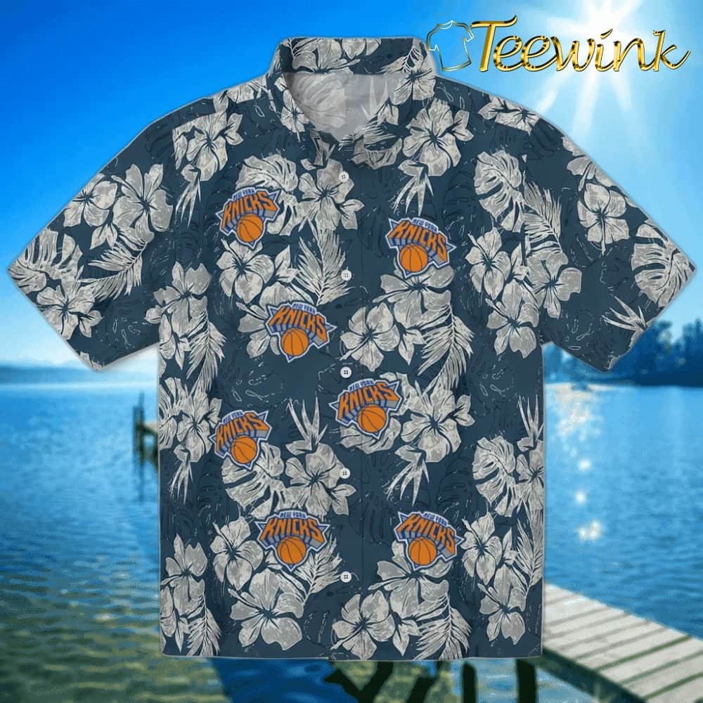 Hibiscus Flowers New York Knicks Hawaiian Shirt