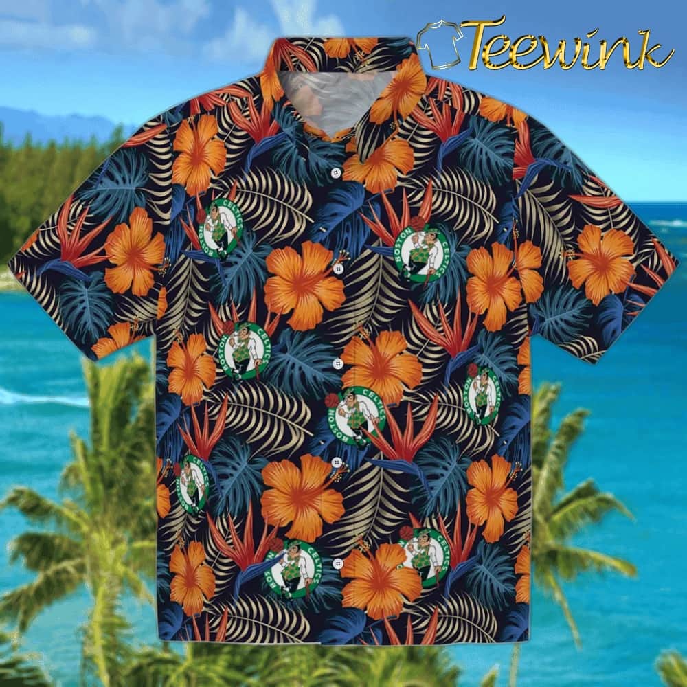 Hibiscus Foliage Boston Celtics Hawaiian Shirt