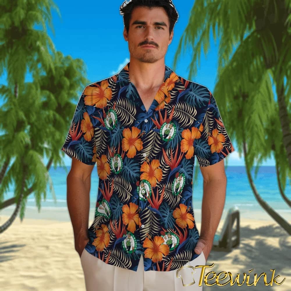 Hibiscus Foliage Boston Celtics Hawaiian Shirt image 2 Hibiscus Foliage Boston Celtics Hawaiian Shirt image 2