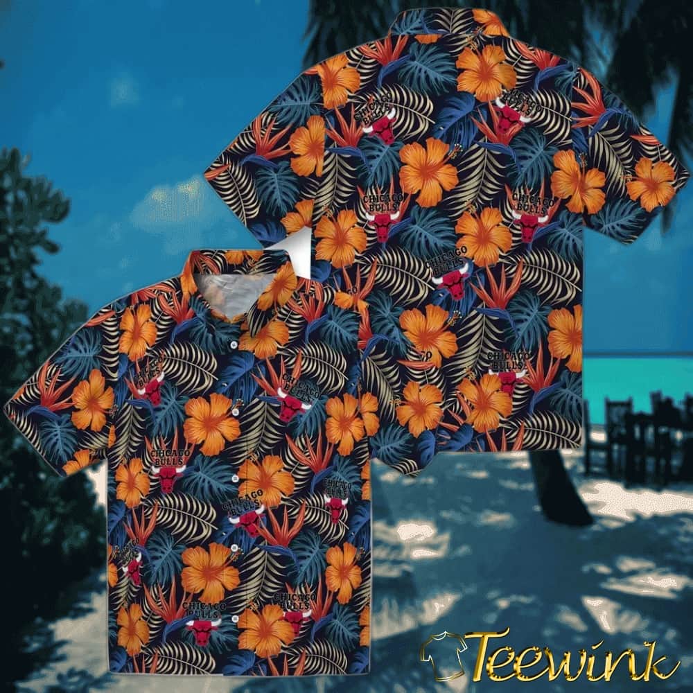 Hibiscus Foliage Chicago Bulls Hawaiian Shirt image 3 Hibiscus Foliage Chicago Bulls Hawaiian Shirt image 3