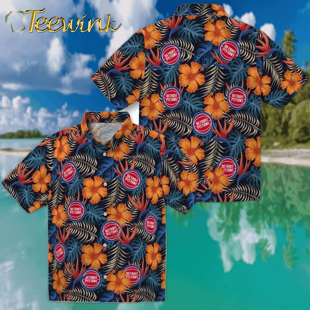Hibiscus Foliage Detroit Pistons Hawaiian Shirt image 3 Hibiscus Foliage Detroit Pistons Hawaiian Shirt image 3