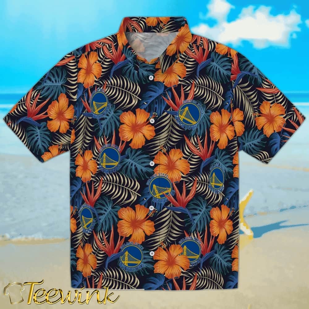 Hibiscus Foliage Golden State Warriors Hawaiian Shirt