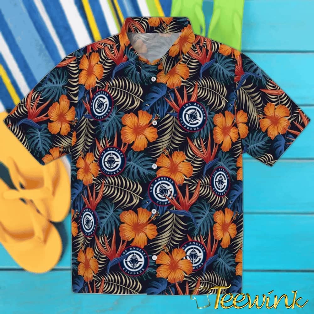 Hibiscus Foliage Los Angeles Clippers Hawaiian Shirt