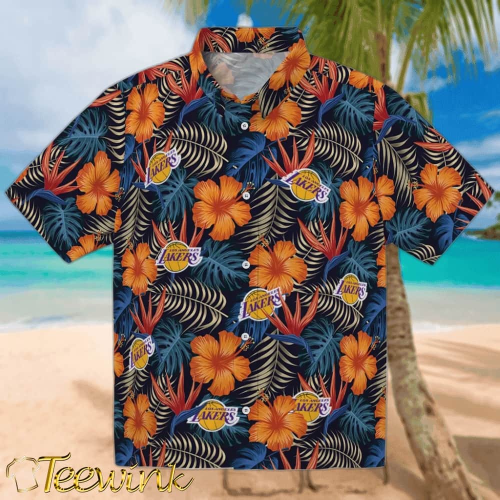 Hibiscus Flowers Los Angeles Lakers Hawaiian Shirt Hibiscus Flowers Los Angeles Lakers Hawaiian Shirt