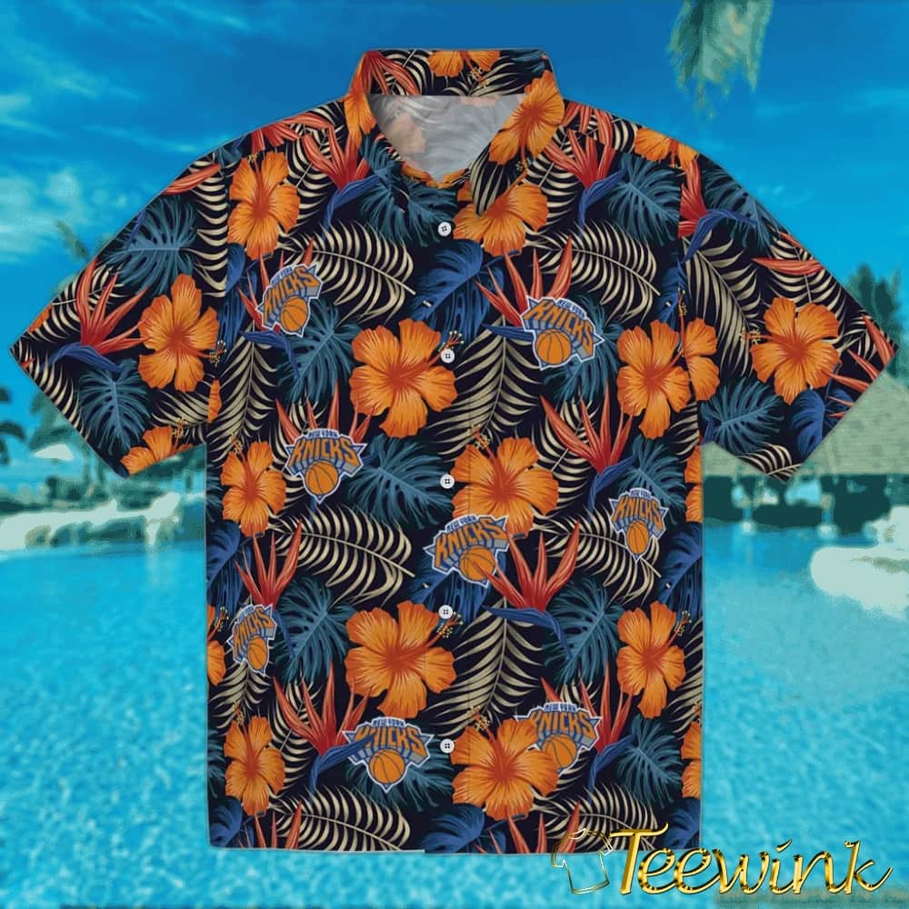 Hibiscus Flowers New York Knicks Hawaiian Shirt