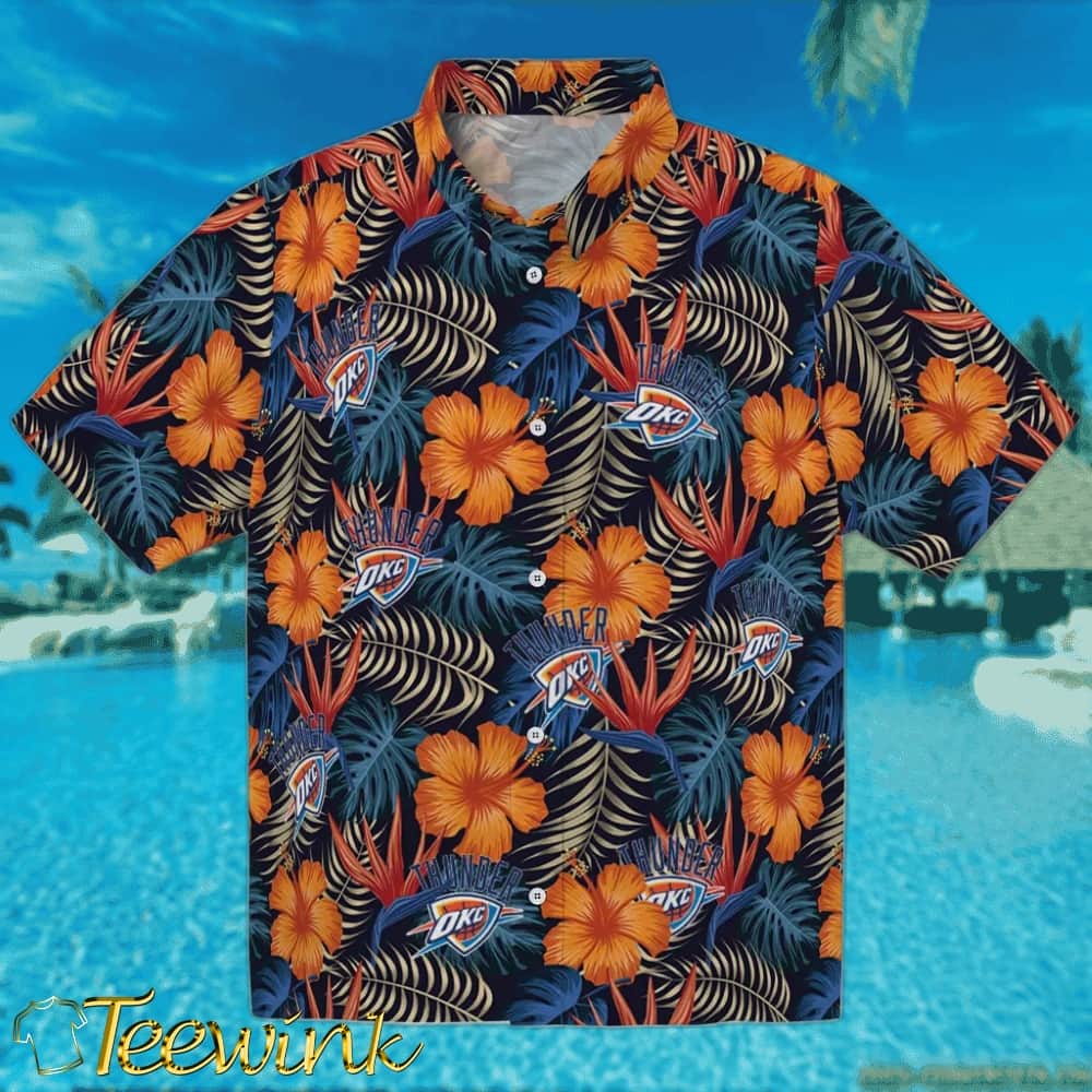 Hibiscus Foliage Oklahoma City Thunder Hawaiian Shirt