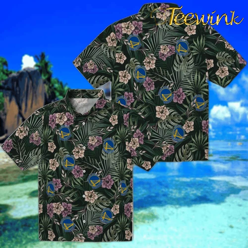 Hibiscus Leaves Pattern Golden State Warriors Hawaiian Shirt image 3 Hibiscus Leaves Pattern Golden State Warriors Hawaiian Shirt image 3