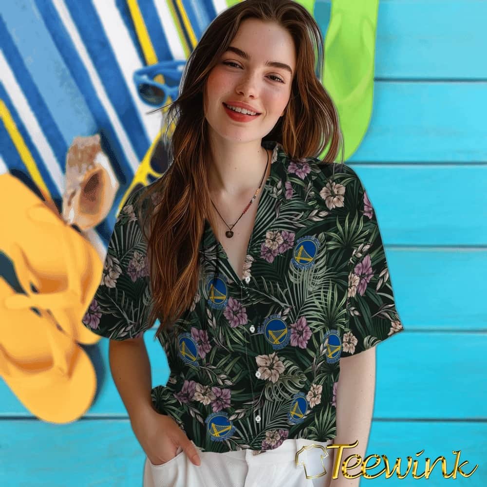 Hibiscus Leaves Pattern Golden State Warriors Hawaiian Shirt image 4 Hibiscus Leaves Pattern Golden State Warriors Hawaiian Shirt image 4
