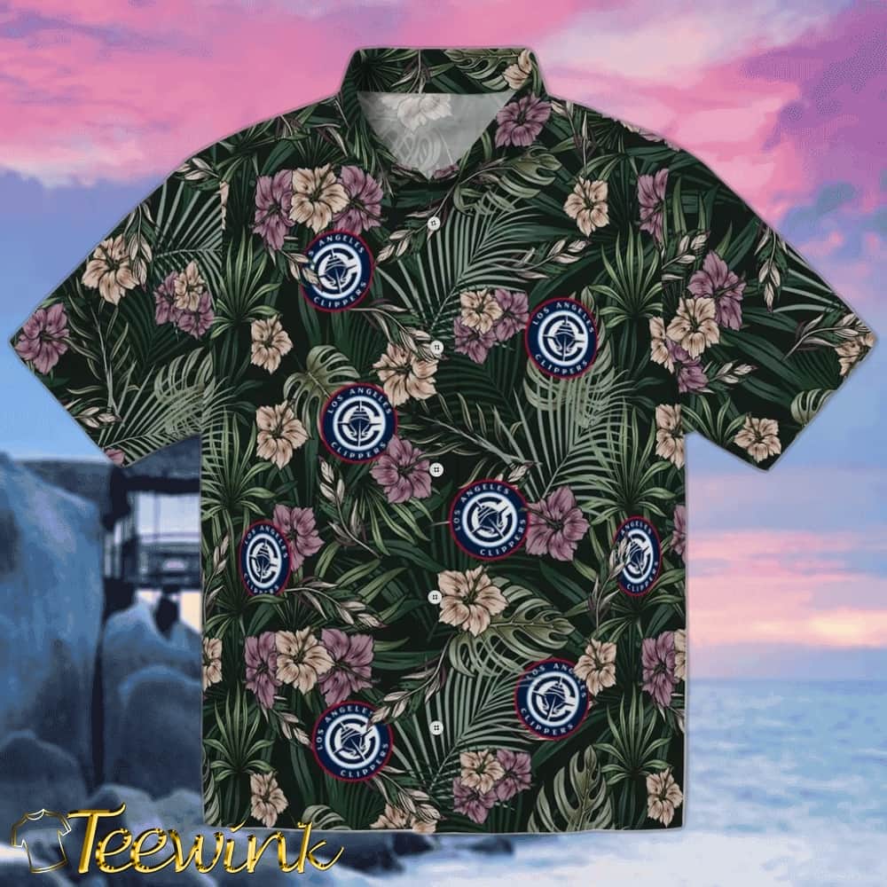 Hibiscus Leaves Pattern Los Angeles Clippers Hawaiian Shirt