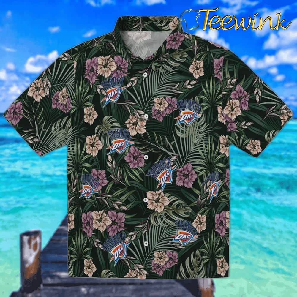 Hibiscus Foliage Oklahoma City Thunder Hawaiian Shirt