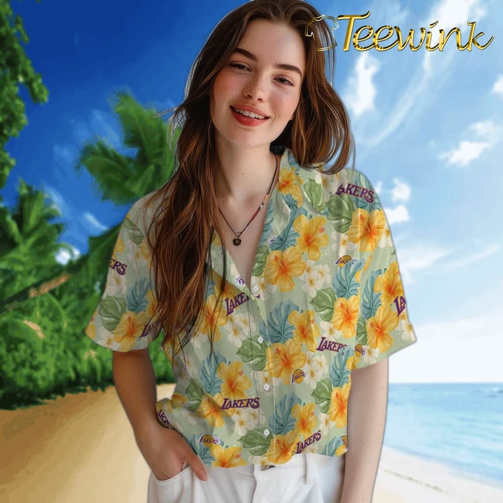 Hibiscus Mood Los Angeles Lakers Hawaiian Shirt image 4 Hibiscus Mood Los Angeles Lakers Hawaiian Shirt image 4