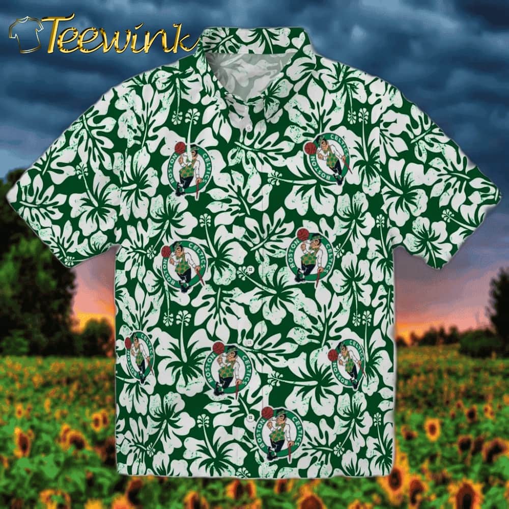 Hibiscus Oasis Boston Celtics Hawaiian Shirt