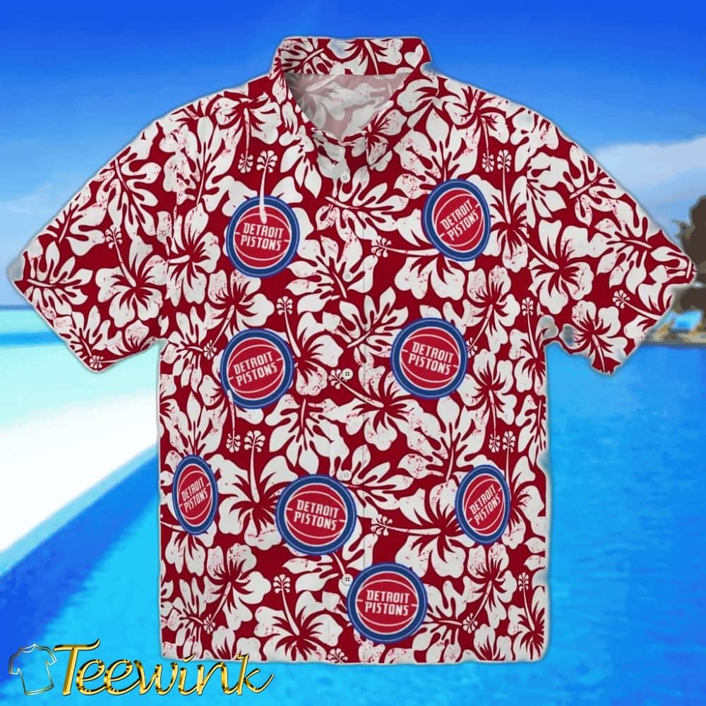 Hibiscus Oasis Detroit Pistons Hawaiian Shirt Hibiscus Oasis Detroit Pistons Hawaiian Shirt