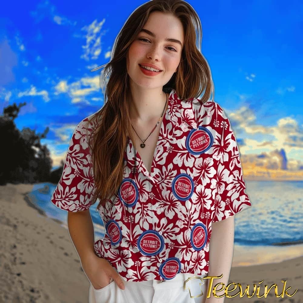 Hibiscus Motif Detroit Pistons Hawaiian Shirt image 4 Hibiscus Motif Detroit Pistons Hawaiian Shirt image 4