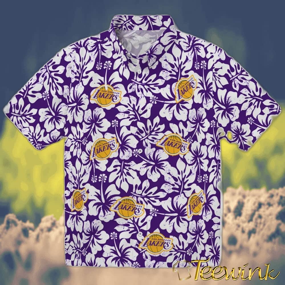 Hibiscus Motif Los Angeles Lakers Hawaiian Shirt