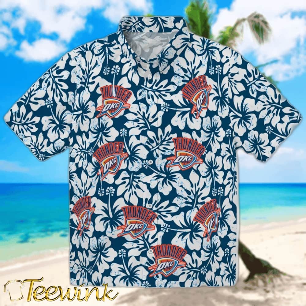 Hibiscus Motif Oklahoma City Thunder Hawaiian Shirt