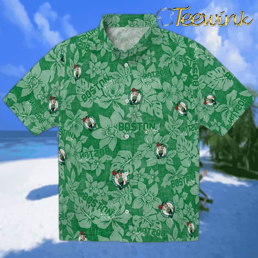 Hibiscus Oasis Boston Celtics Hawaiian Shirt