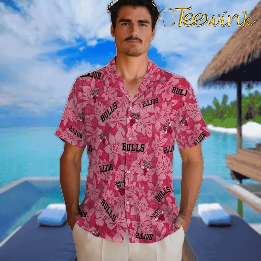 Hibiscus Oasis Chicago Bulls Hawaiian Shirt image 2 Hibiscus Oasis Chicago Bulls Hawaiian Shirt image 2