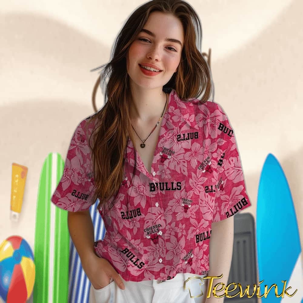 Hibiscus Oasis Chicago Bulls Hawaiian Shirt image 4 Hibiscus Oasis Chicago Bulls Hawaiian Shirt image 4