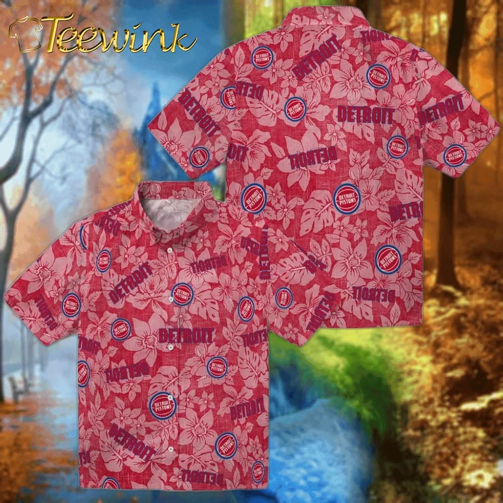 Hibiscus Oasis Detroit Pistons Hawaiian Shirt image 3 Hibiscus Oasis Detroit Pistons Hawaiian Shirt image 3