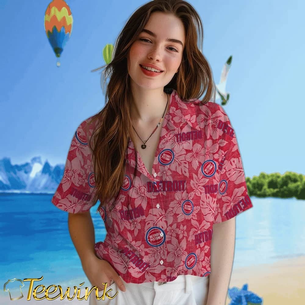 Hibiscus Oasis Detroit Pistons Hawaiian Shirt image 4 Hibiscus Oasis Detroit Pistons Hawaiian Shirt image 4