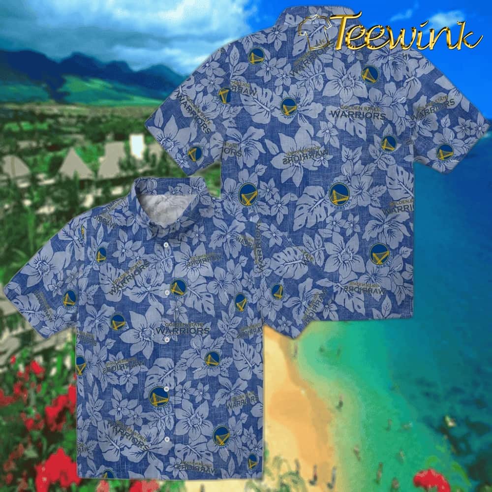 Hibiscus Oasis Golden State Warriors Hawaiian Shirt image 3 Hibiscus Oasis Golden State Warriors Hawaiian Shirt image 3