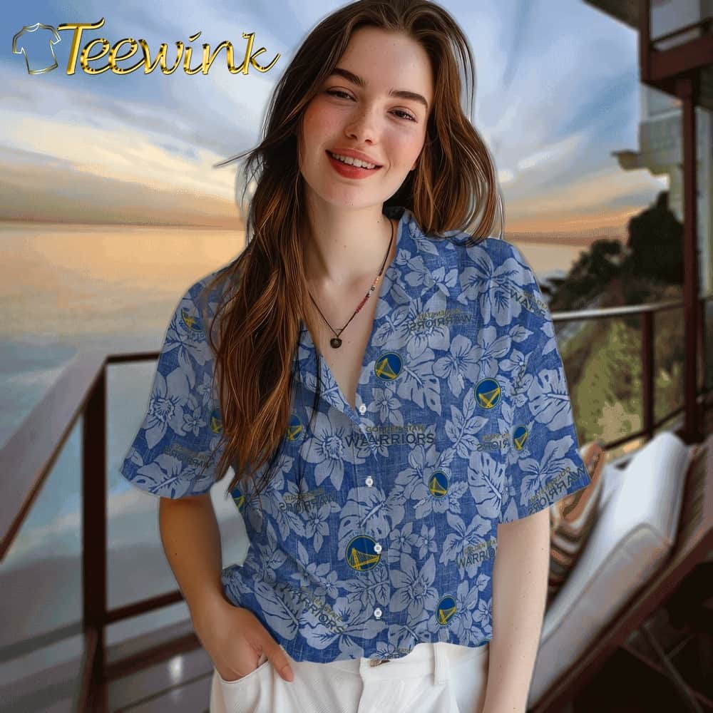 Hibiscus Oasis Golden State Warriors Hawaiian Shirt image 4 Hibiscus Oasis Golden State Warriors Hawaiian Shirt image 4