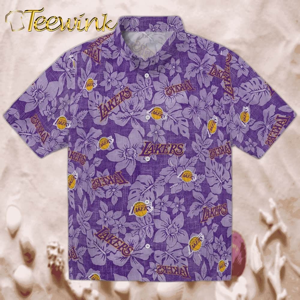 Hibiscus Motif Los Angeles Lakers Hawaiian Shirt