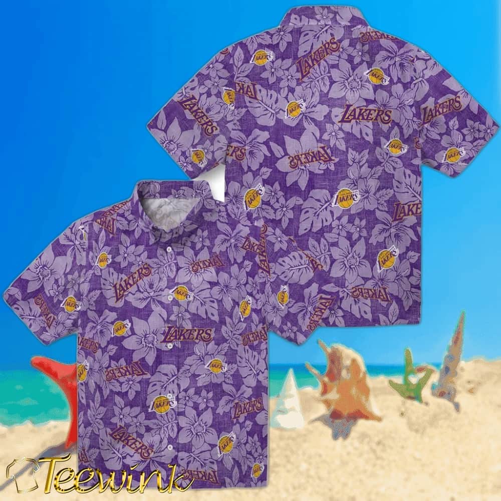 Hibiscus Oasis Los Angeles Lakers Hawaiian Shirt image 3 Hibiscus Oasis Los Angeles Lakers Hawaiian Shirt image 3