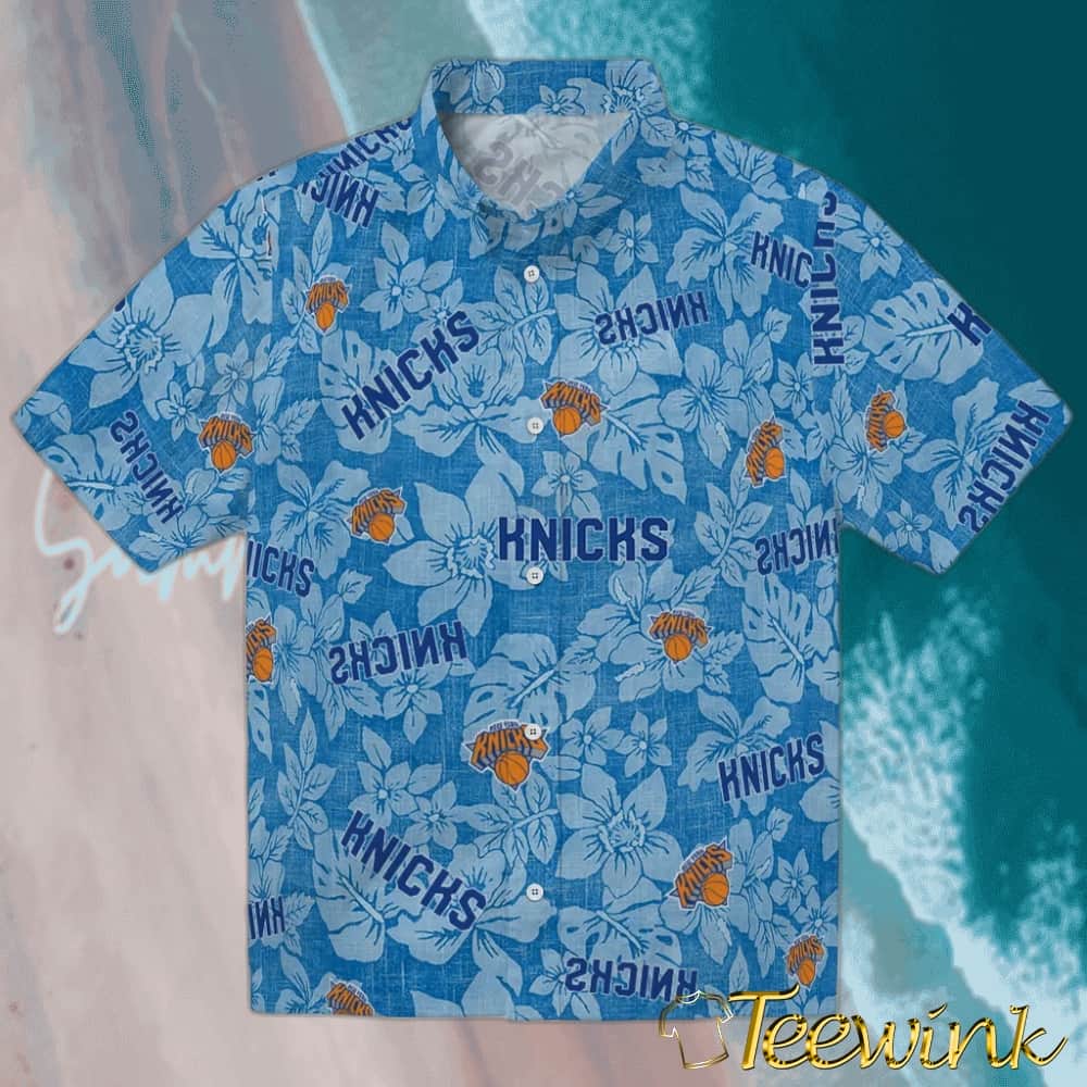 Hibiscus Oasis New York Knicks Hawaiian Shirt